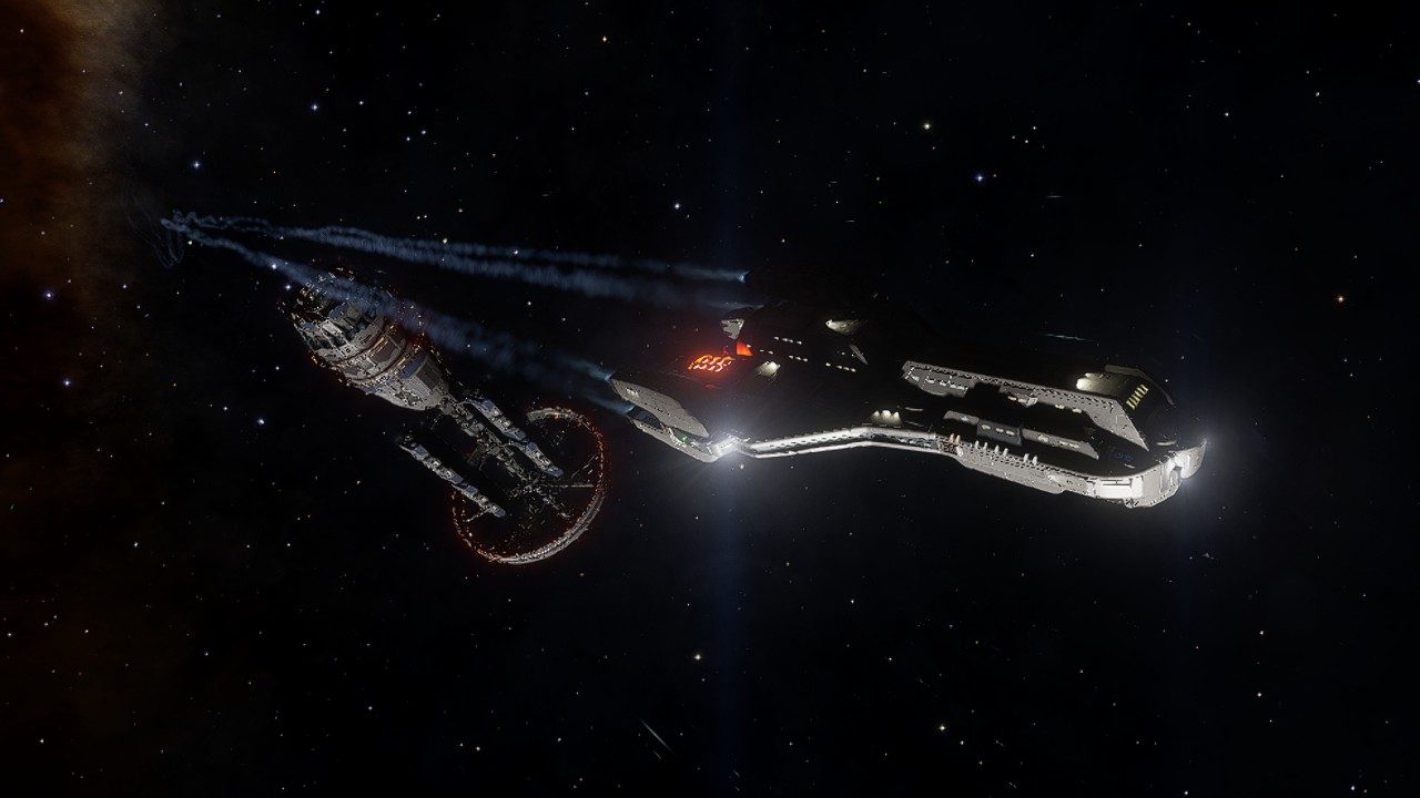 Strong space scene with station and ship detail.