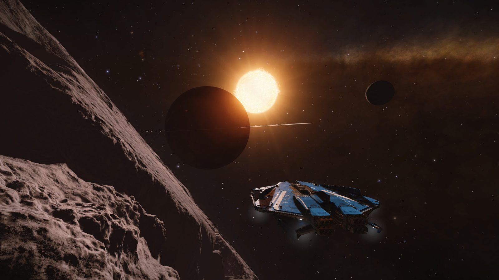 Well balanced celestial and ship elements with good lighting.