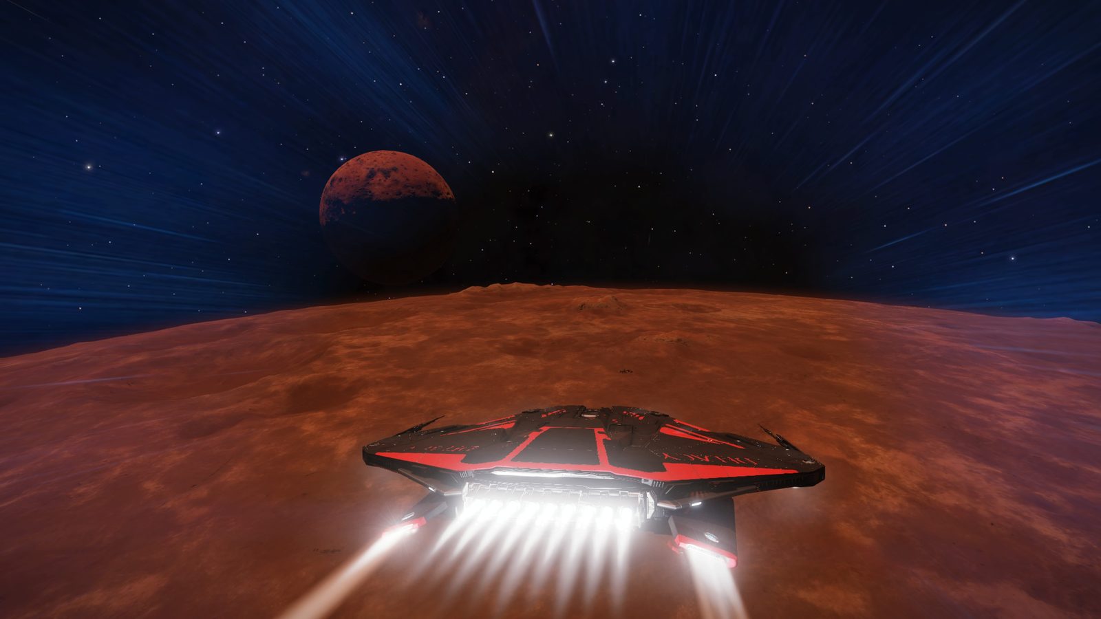 Engaging ship and planetary scene with motion effect.
