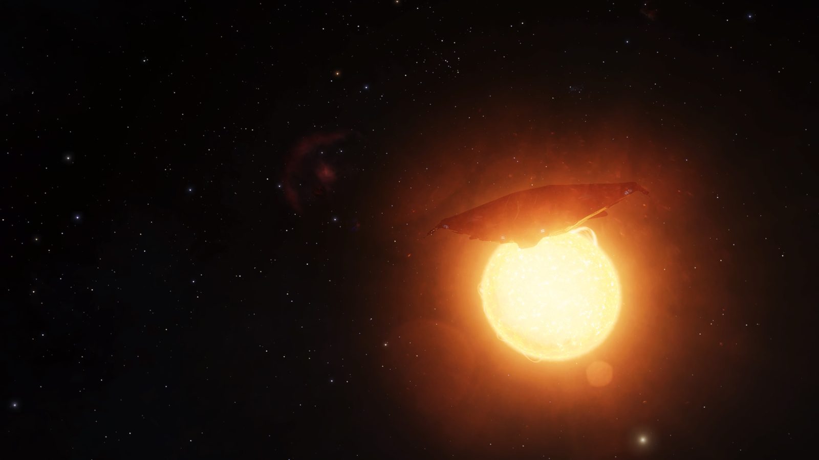 Good atmospheric shot with scale and lighting