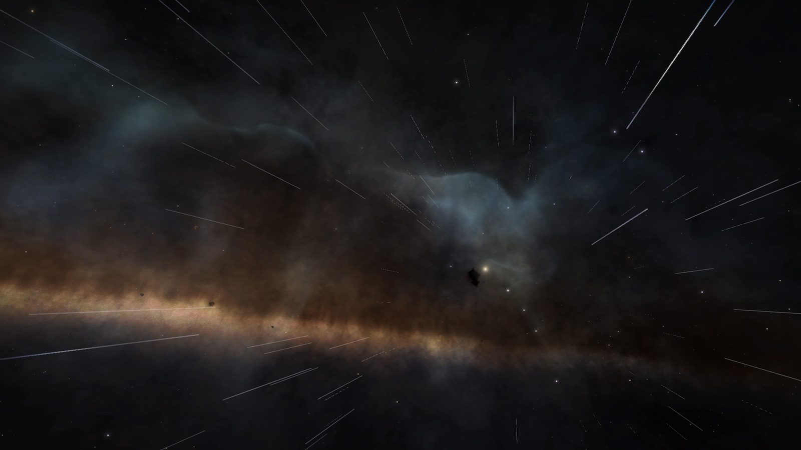 Nebula and starfield with motion streaks, atmospheric
