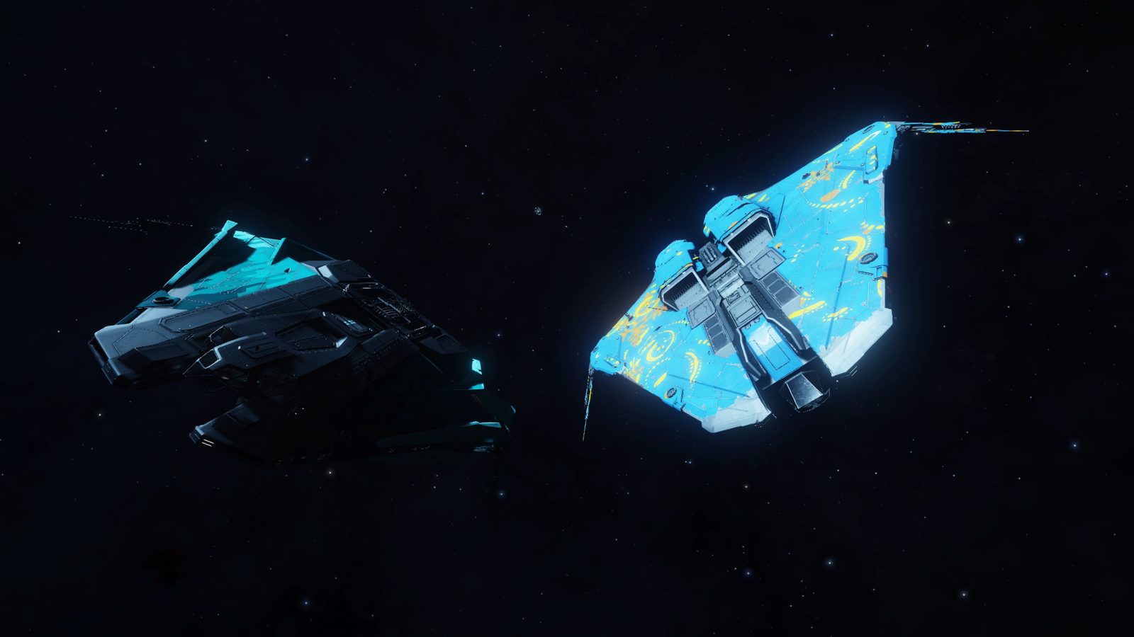 Well-lit ships with interesting perspective and clean background.