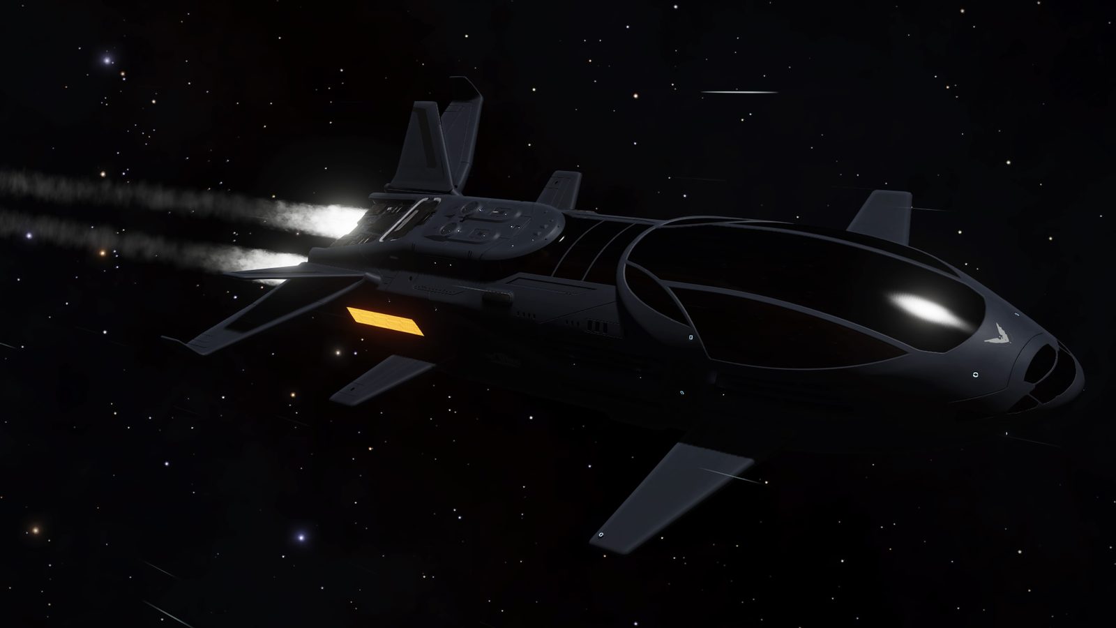 Well-composed ship silhouette in space.