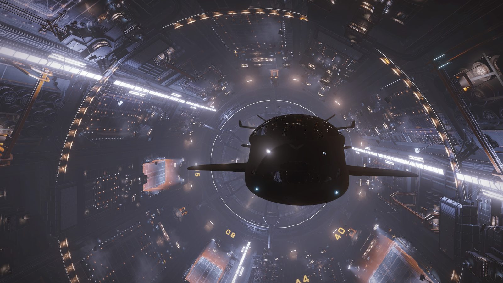 Well-composed ship in station, atmospheric and detailed.