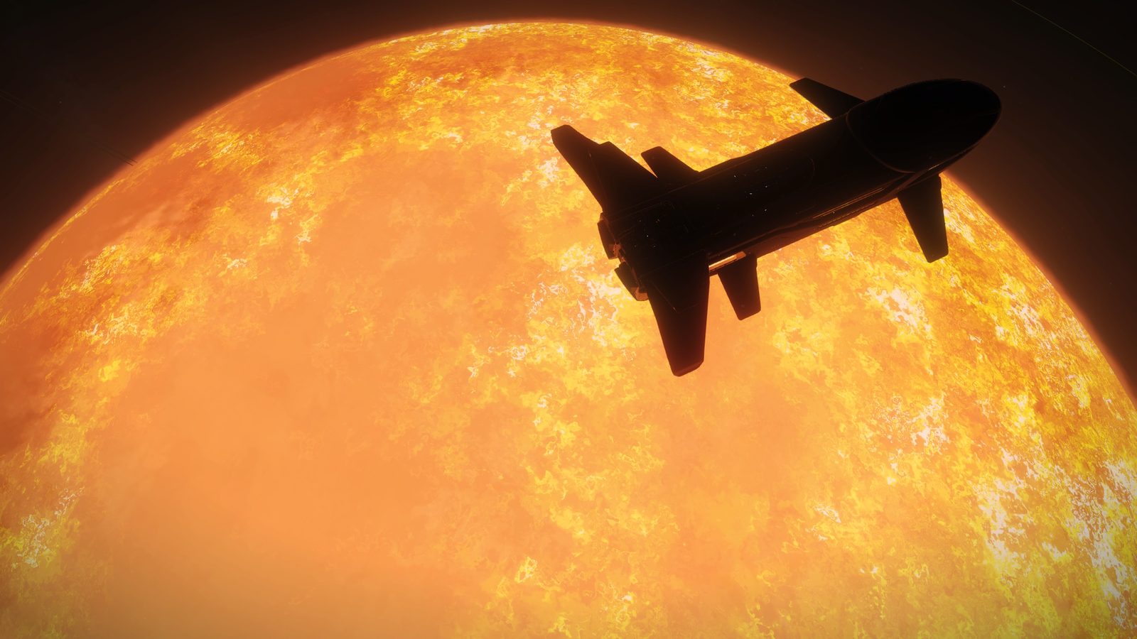 Ship silhouette against bright star.