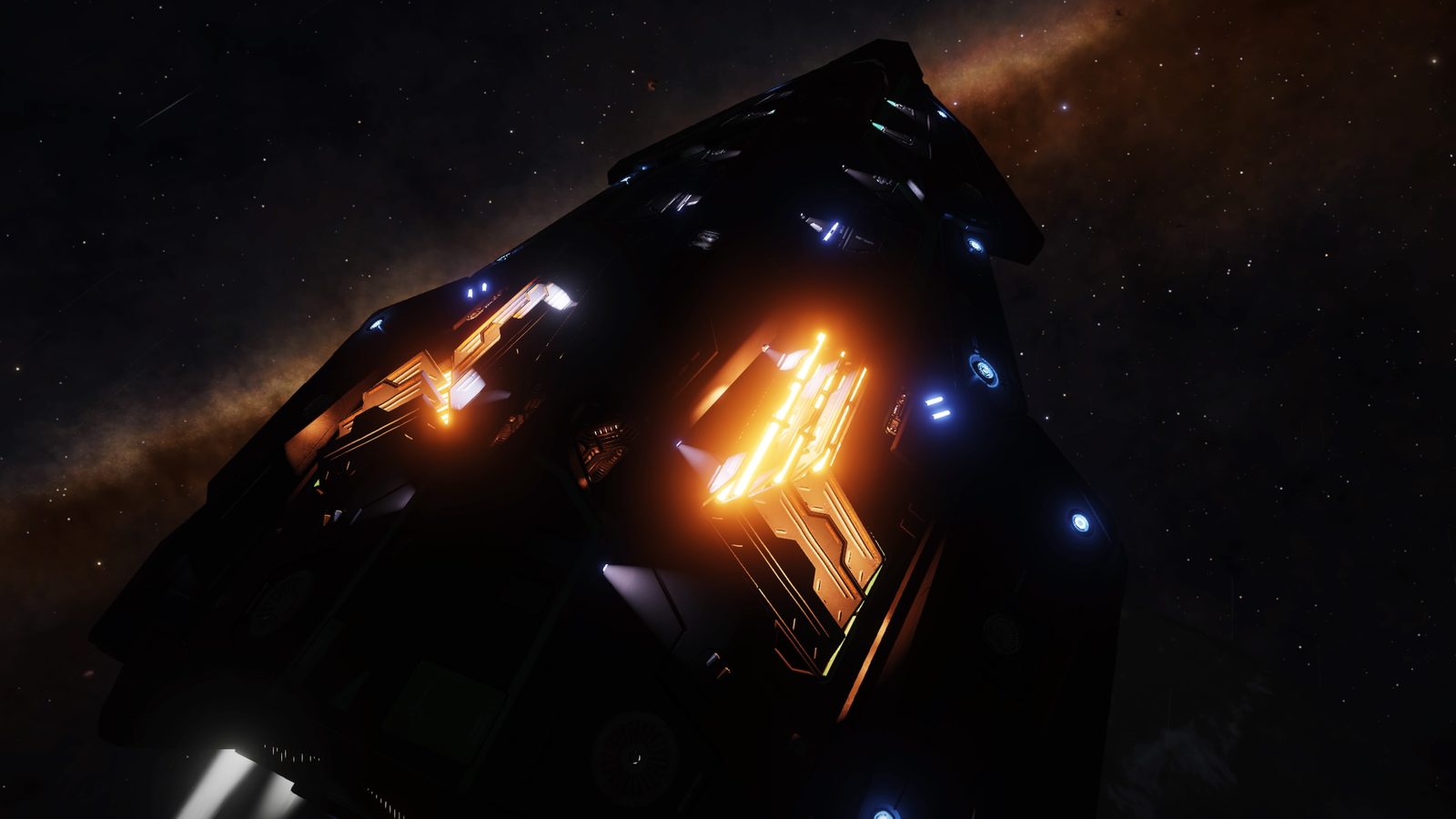 Visually striking ship shot with strong lighting.