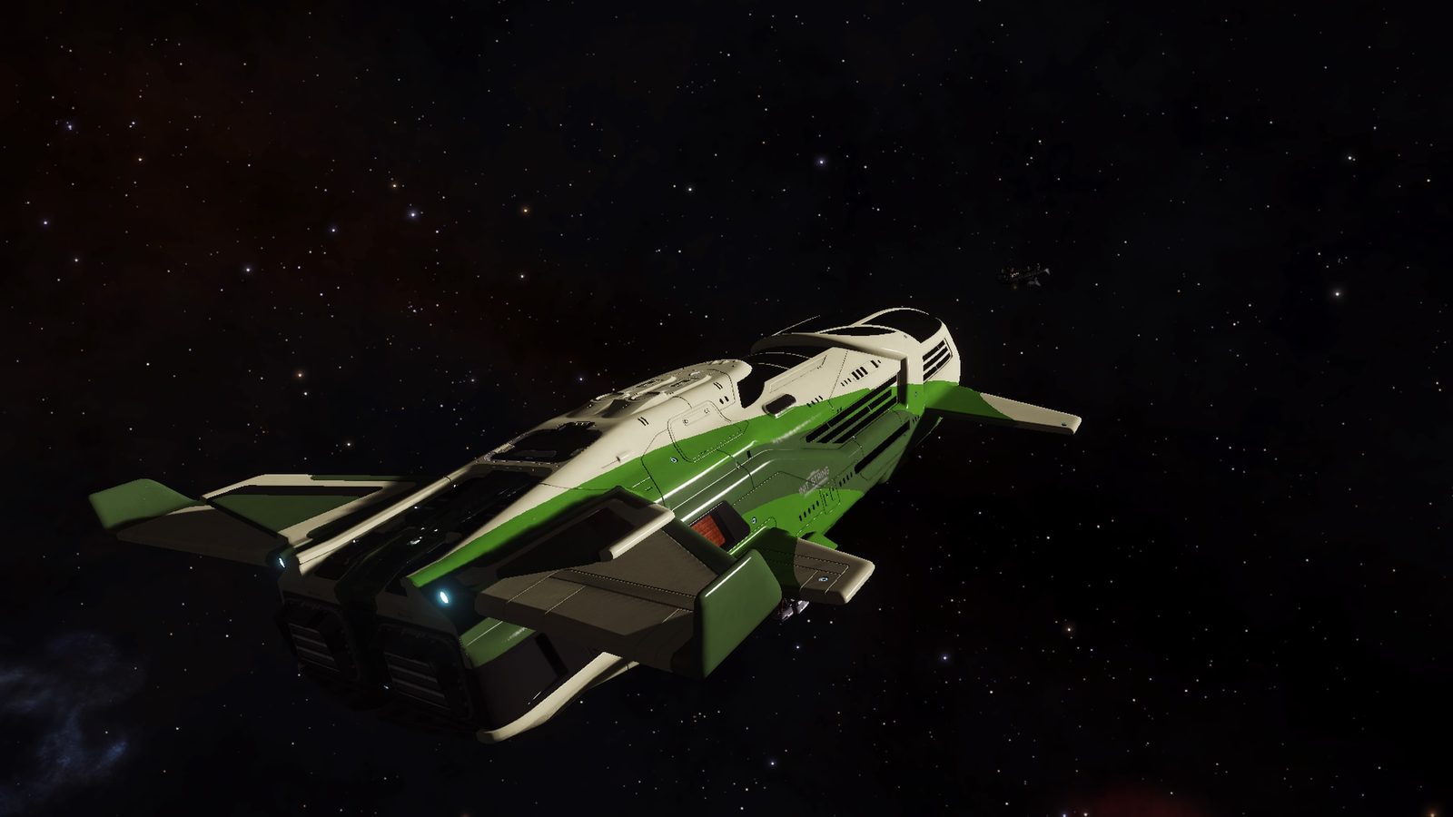 Isolated ship in space with clear detail and contrast.