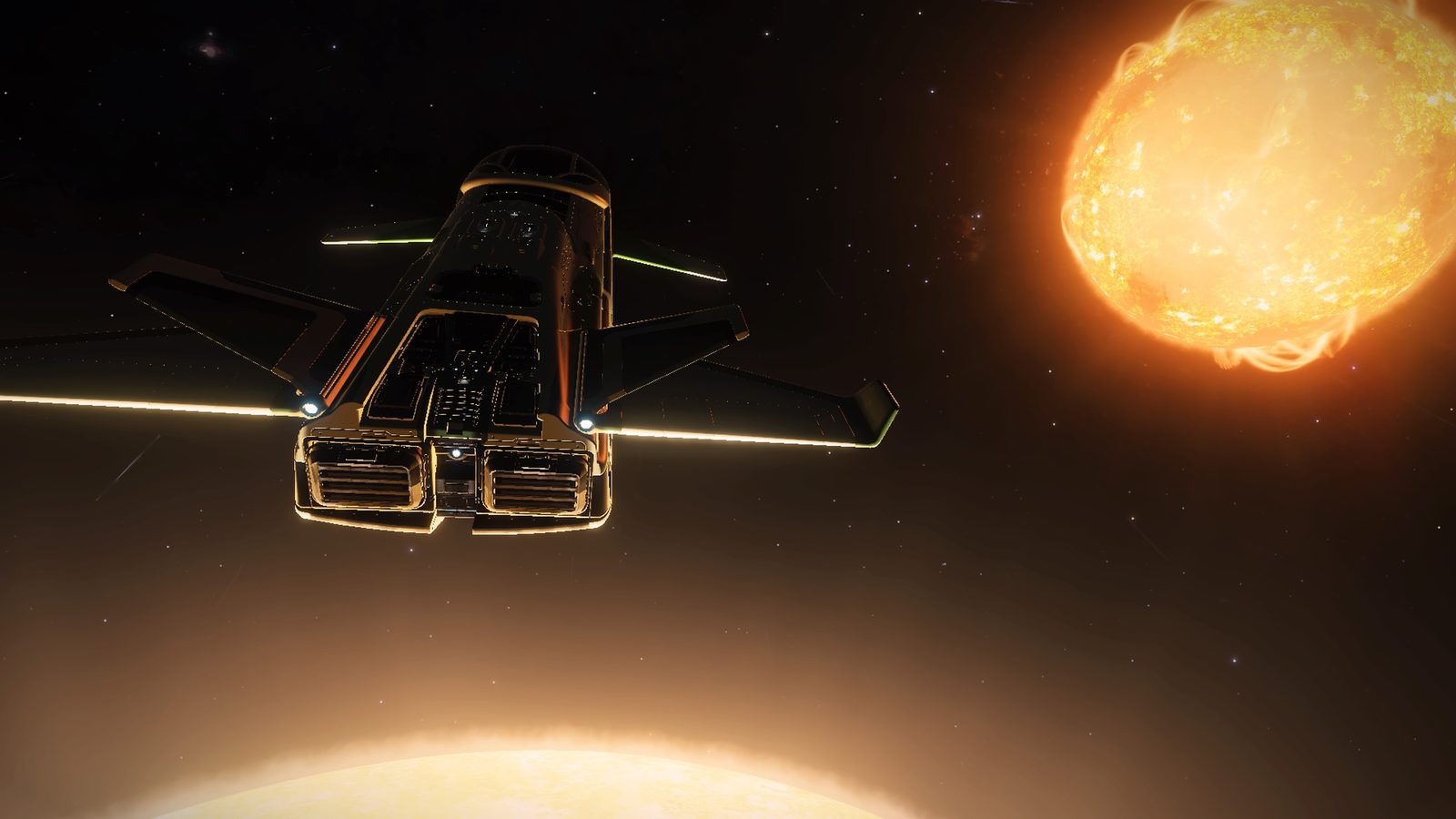 Strong lighting and silhouette, dramatic space scene.