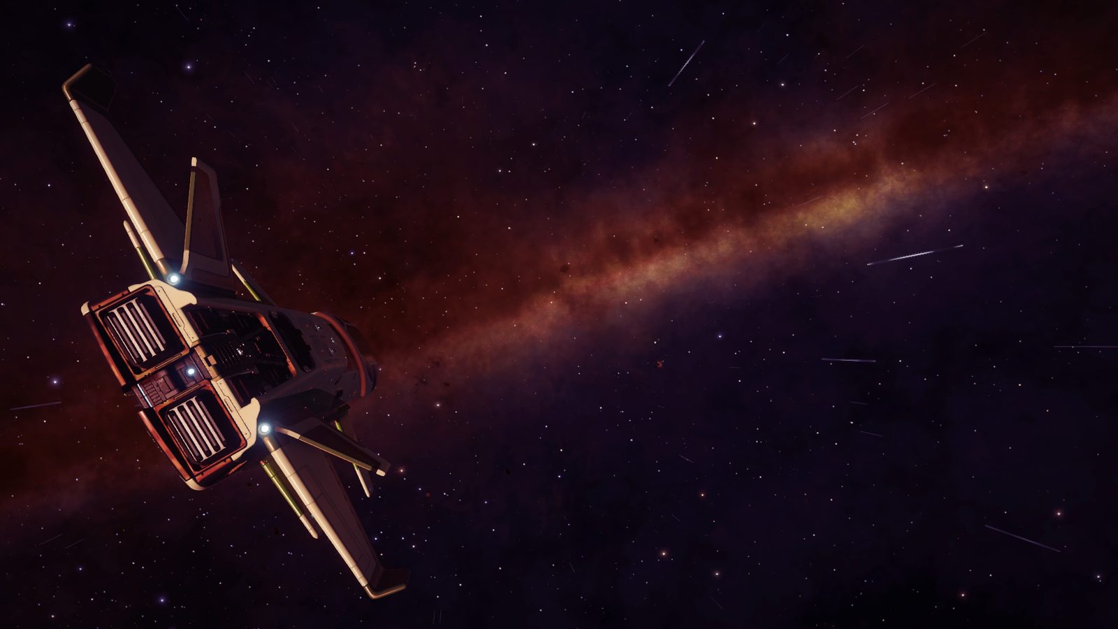 Clean ship silhouette against Milky Way backdrop