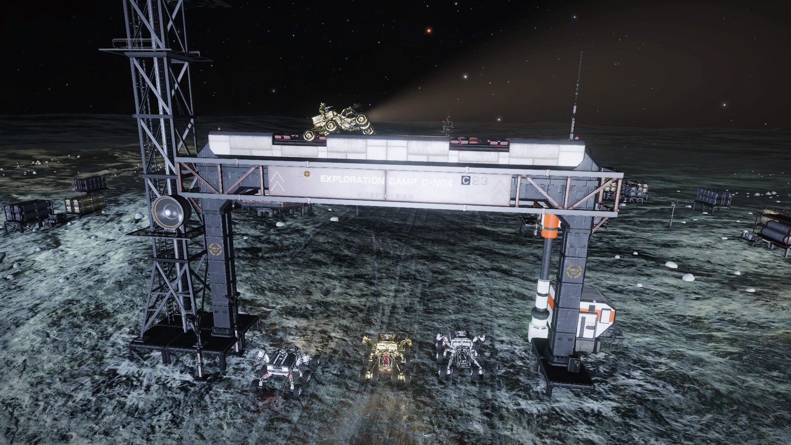 Clear, interesting base scene with good lighting and scale