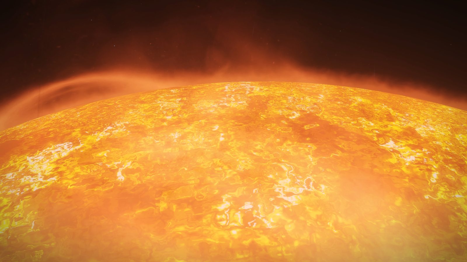 Strong texture and color, immersive star view.