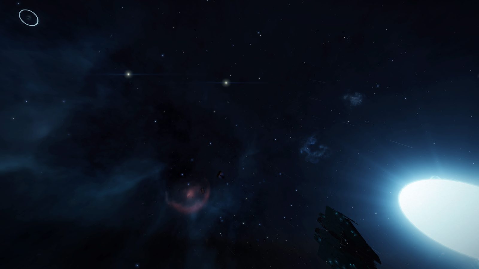 Clear starfield with nebula and bright star, atmospheric and scenic