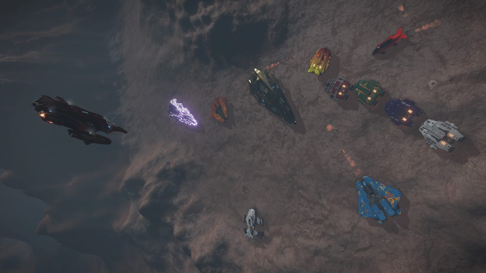 Another strong fleet composition with atmospheric lighting.