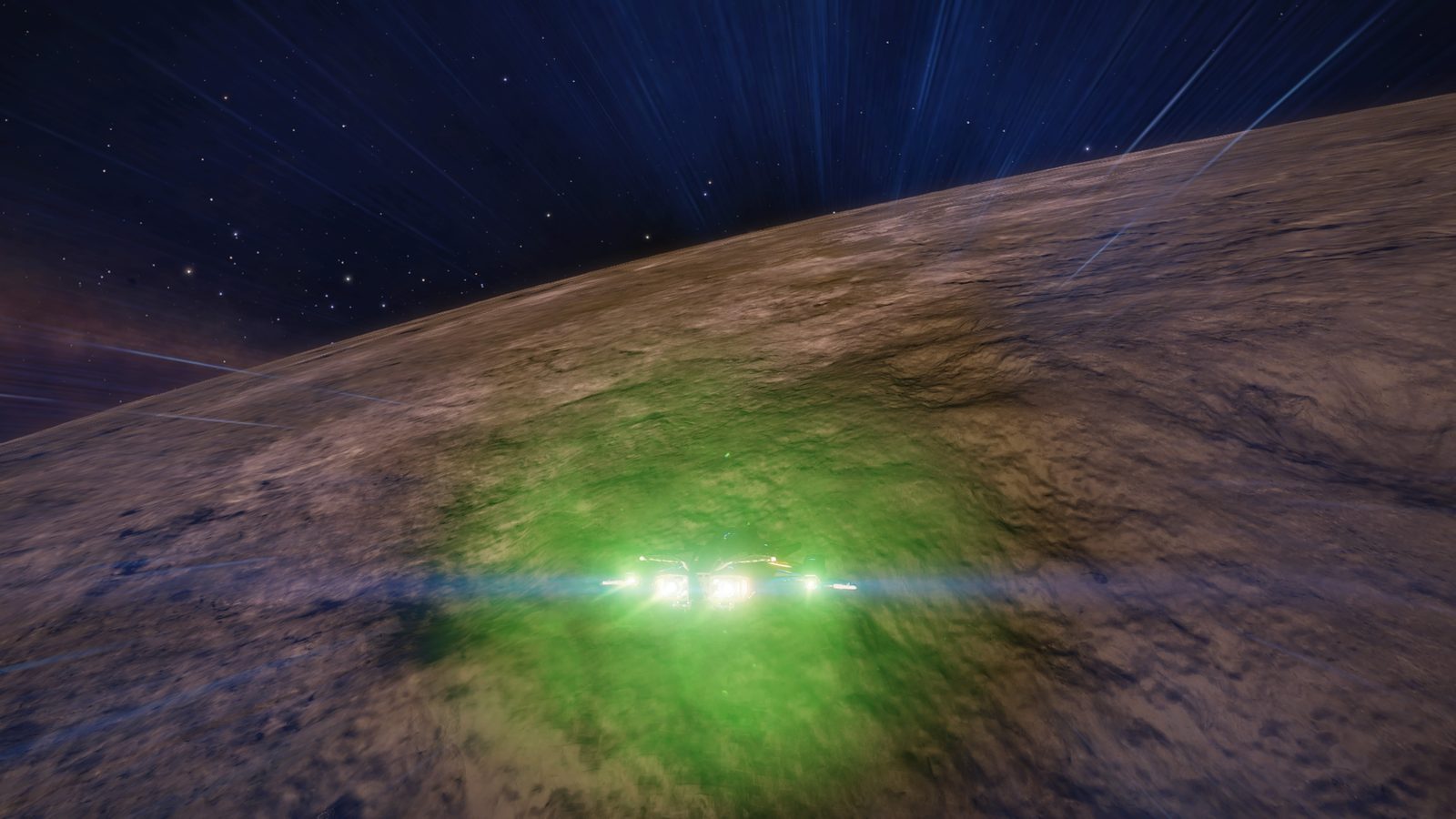 Dynamic lighting and color contrast on planetary terrain