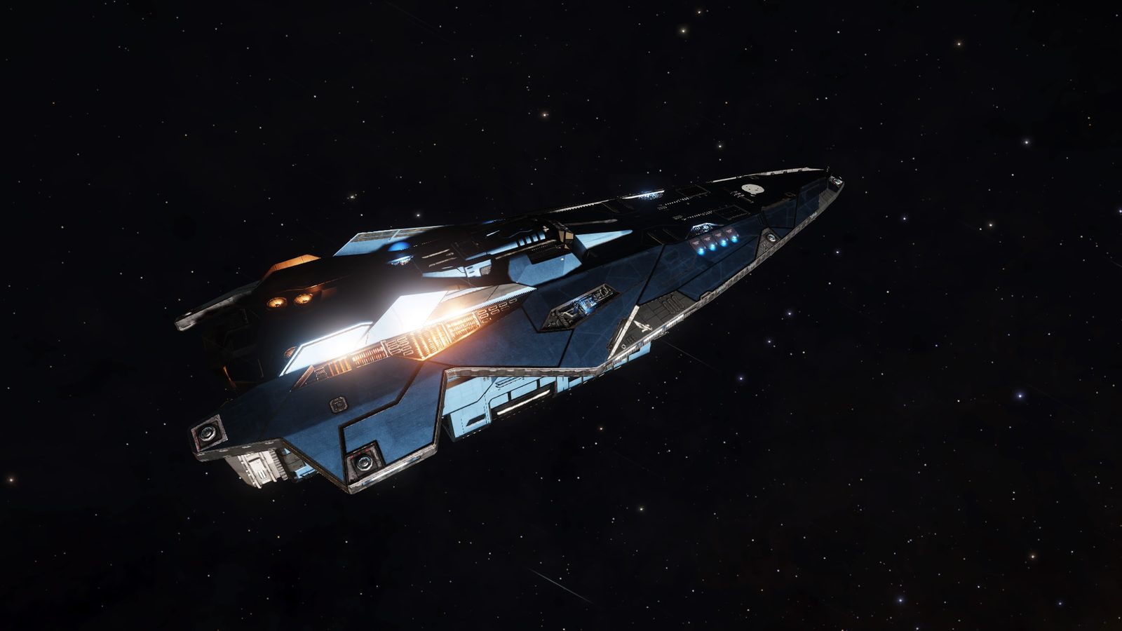 Ship in space with clean background and lighting.