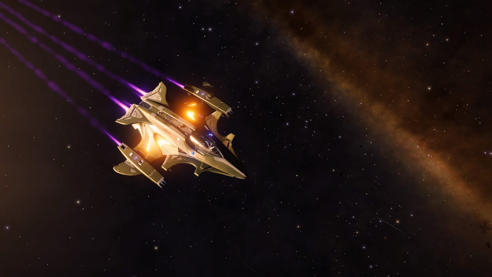 Dynamic ship shot with good lighting and motion effect.