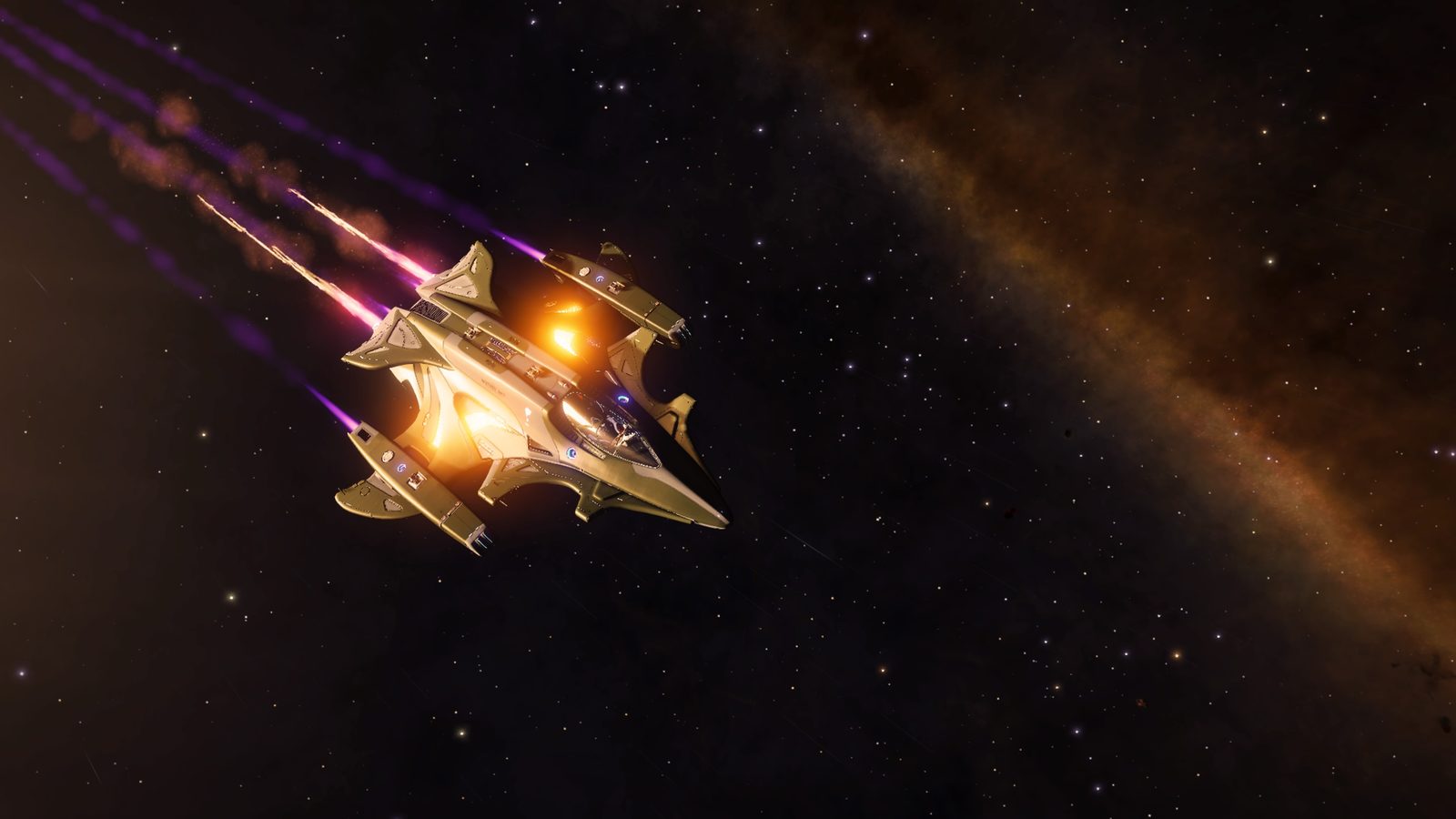 Another dynamic ship shot with clear space background.