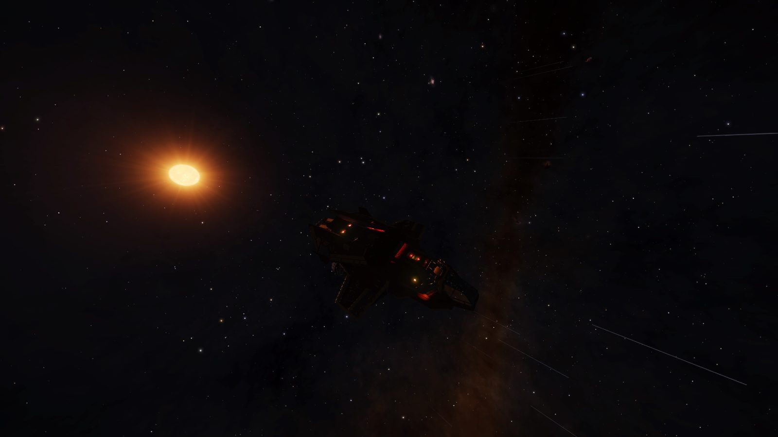 Space silhouette shot with star and ship contrast.