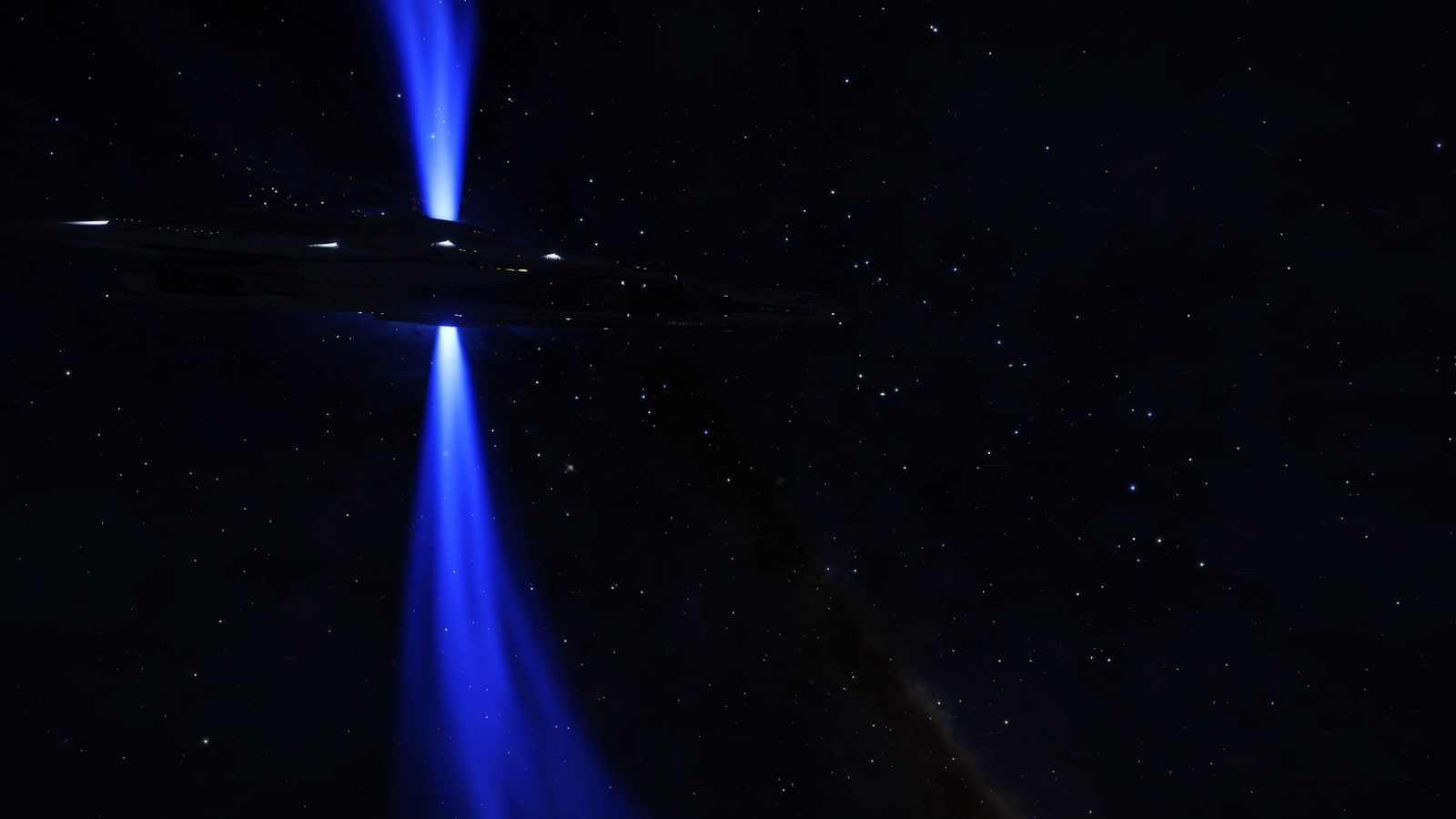 Minimalist space scene with star beams.