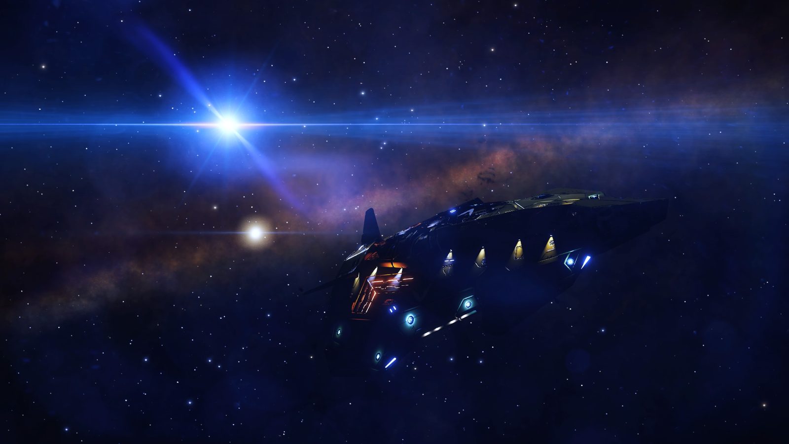 Ship exterior with stellar background.