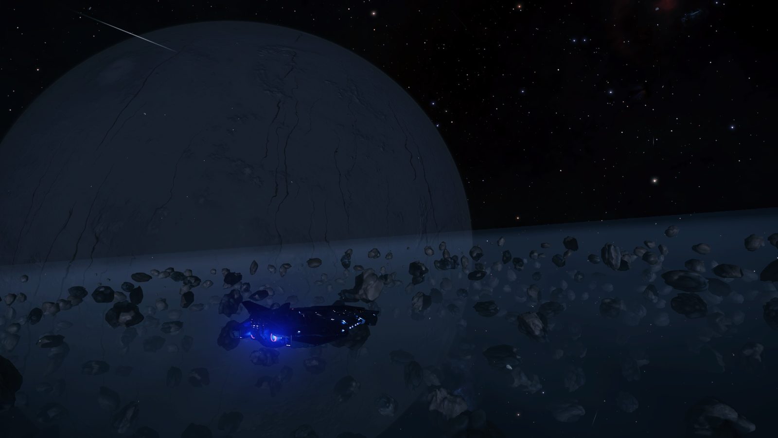 Moody space environment with scale and ship presence.