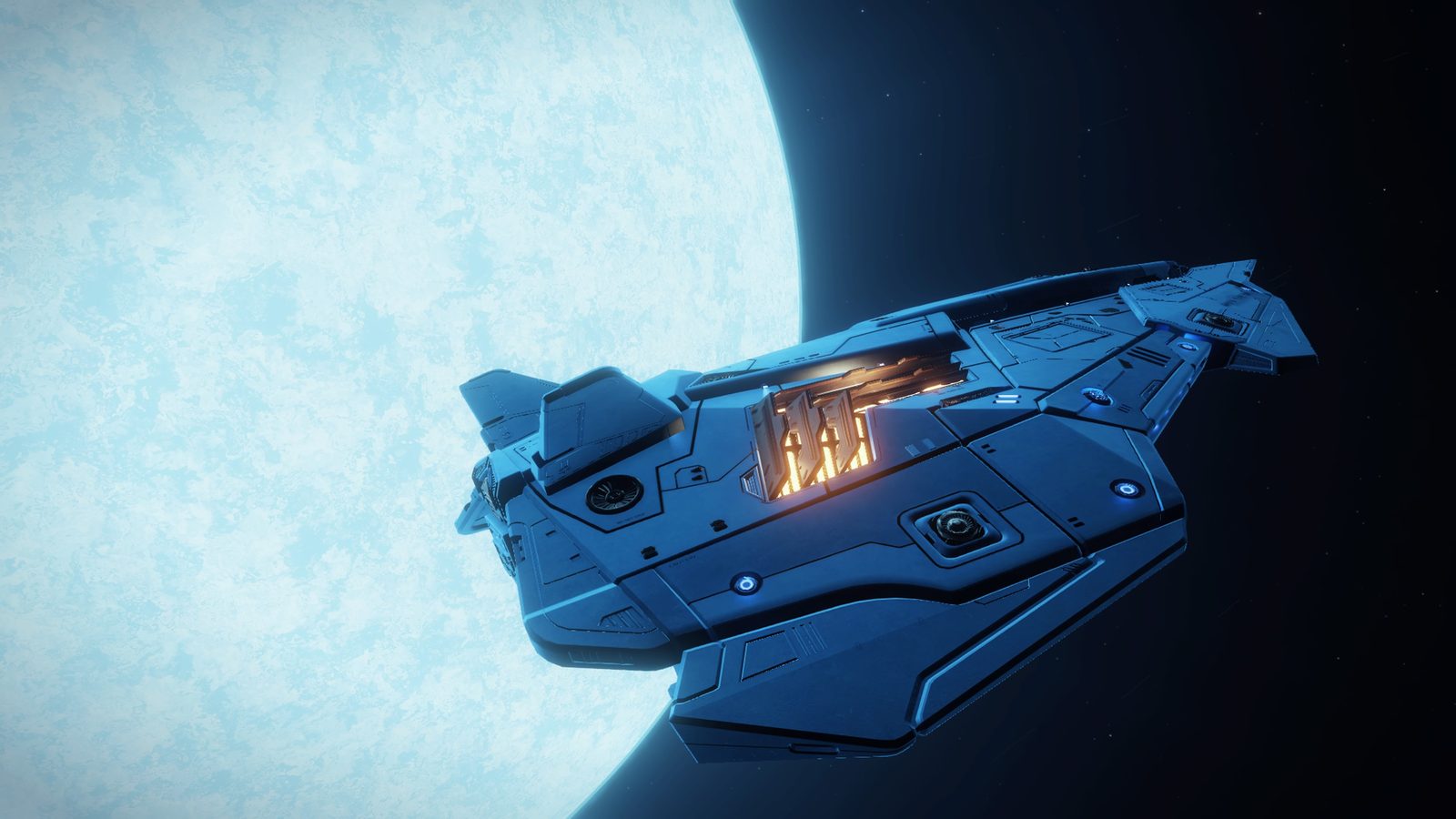 Ship near bright star, clean and visually appealing.
