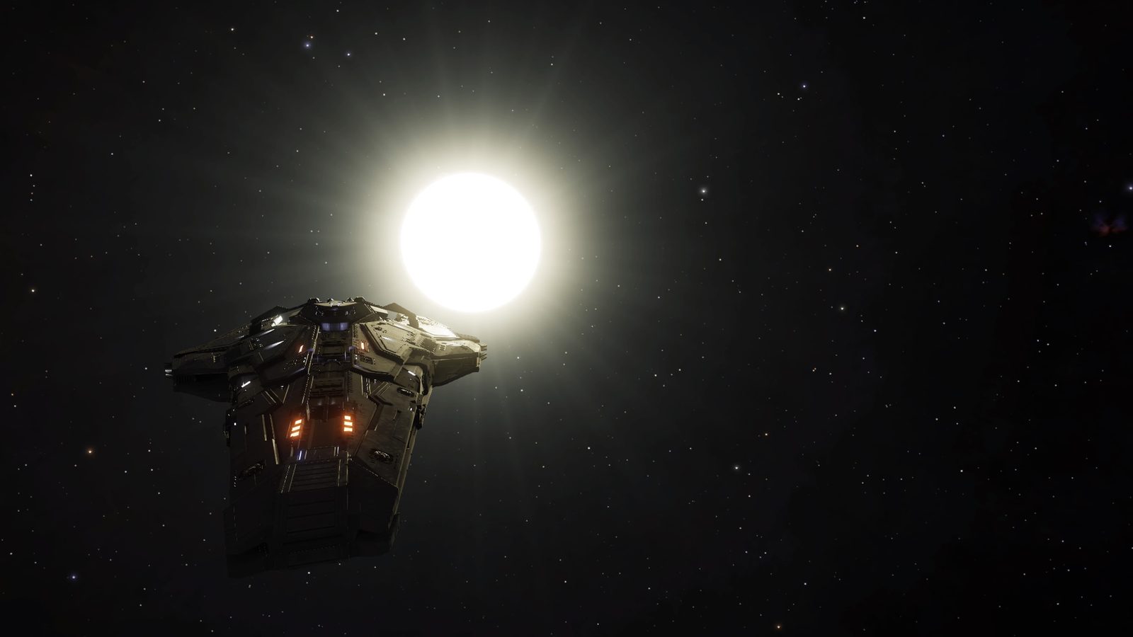 Ship silhouette with star flare, good mood and contrast.