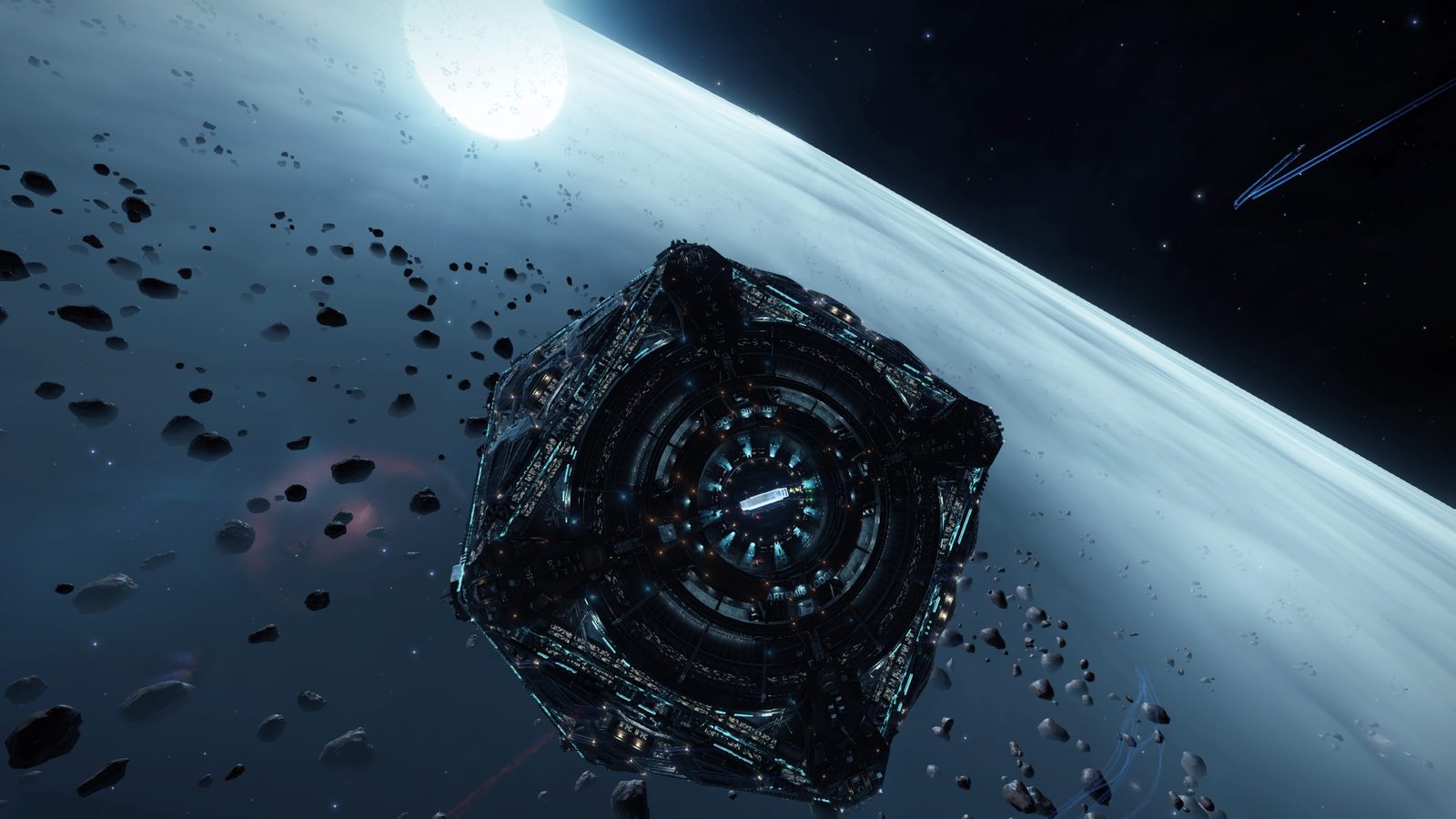 Atmospheric space scene with scale and depth.