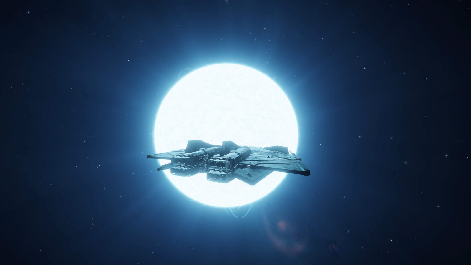 Ship silhouette with star backdrop.