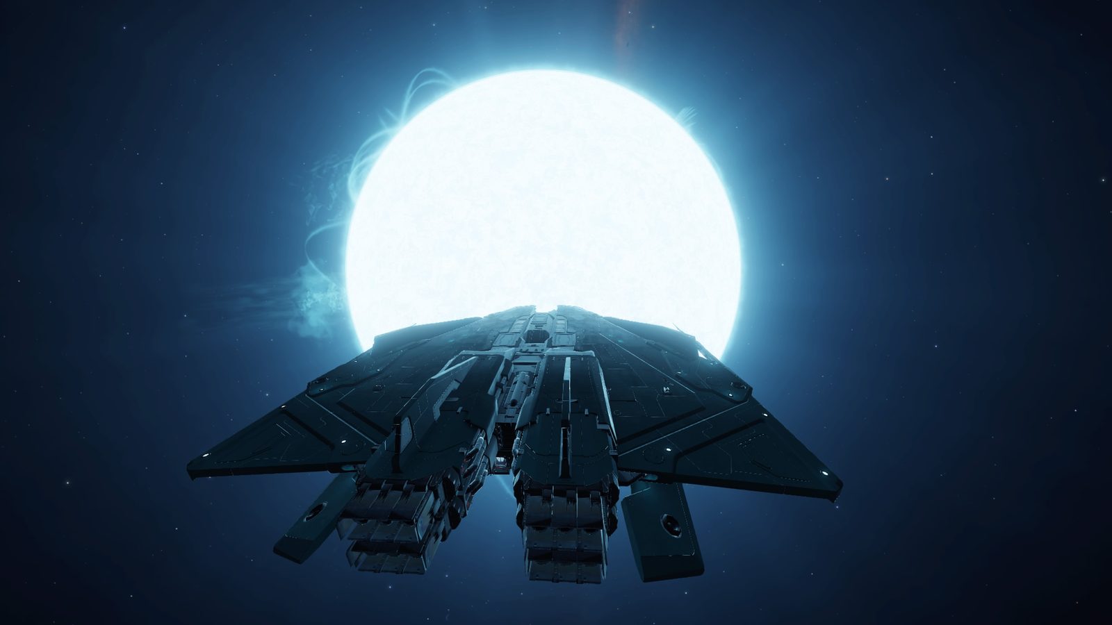Good ship and star contrast, atmospheric space shot.